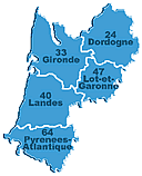 Carte Aquitaine, ces départements et régions en détail