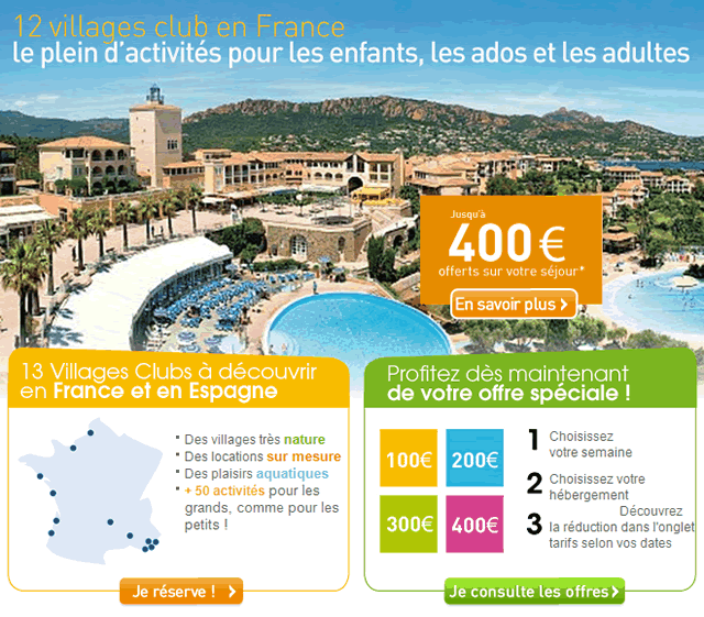 12 Villages Club en France pour des vacances d'&eacute;t&eacute; en famille